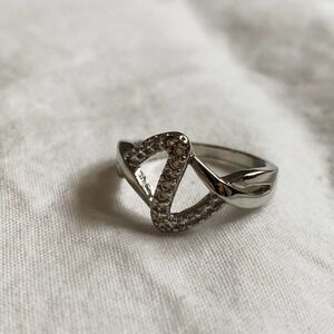 VTG Silver CZ Diamond Wave Ring